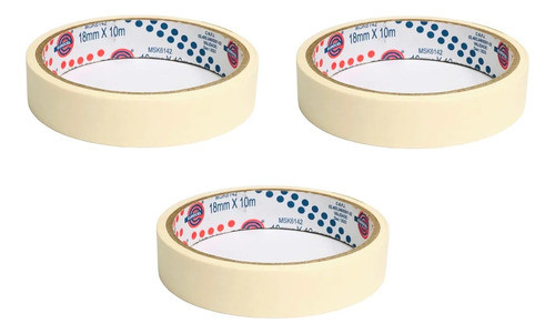 Kit De Fita Crepe 18mmx10m Uso Geral Marcação Pintura C/3un 0