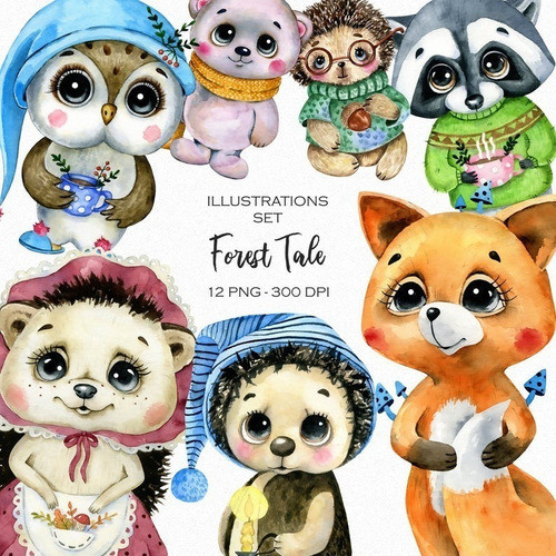Cliparts Png Animales Del Bosque Bb8 Kit Imprimible 0