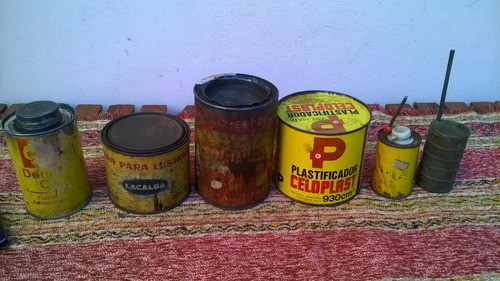 Lote De Antiguas Latas Shell Alcuza Pinguino Cera Y Otras 0
