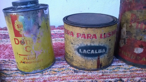 Lote De Antiguas Latas Shell Alcuza Pinguino Cera Y Otras 1