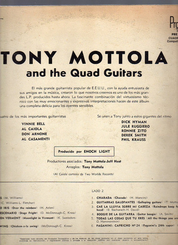 Vinilo Tony Mottola And The Quad Guitars, Project 1975 1
