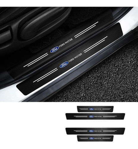 Protector Zócalo Ford 4 Piezas Fibra De Carbono Adhesivo 3m 1