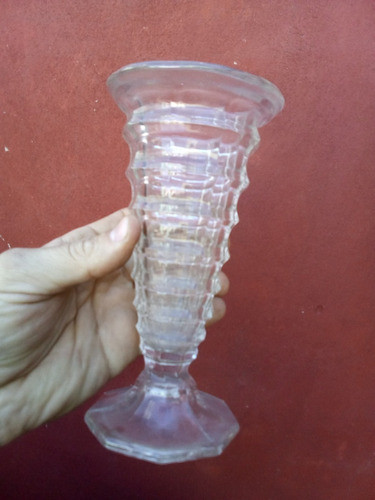 Antiguo Florero Vidrio 9,4cm Diam X 18cm Alto 0