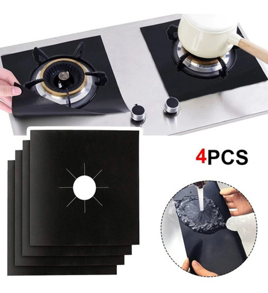 Protector Hornallas De Cocina 27 X 27 Cm Negro X 4 Unidades 1