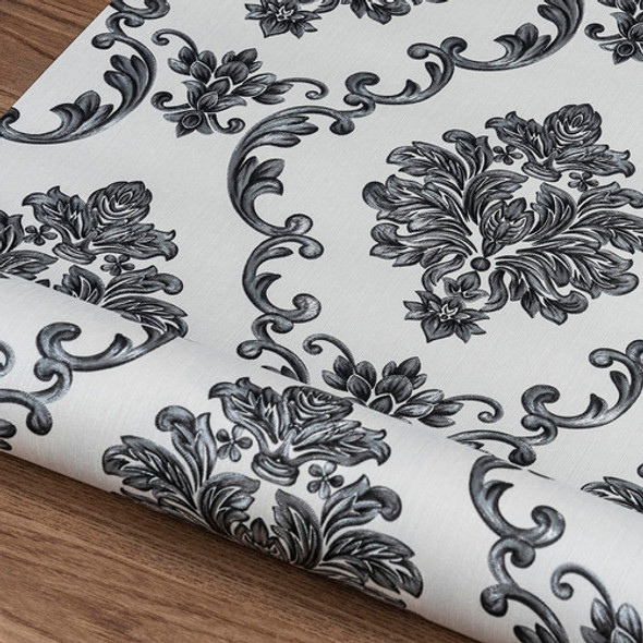 Papel De Parede Arabesco Branco E Preto Importado Damask 1
