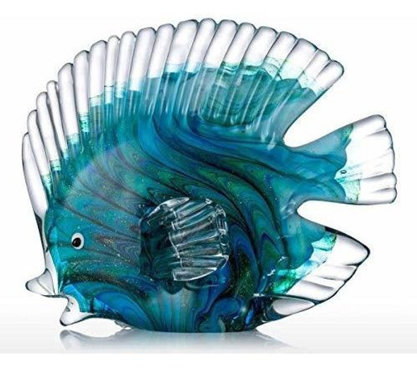 Tooarts Azul Pez Tropical De Vidrio Escultura Decoracion De 0