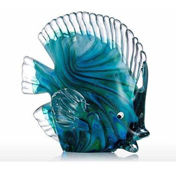 Tooarts Azul Pez Tropical De Vidrio Escultura Decoracion De 1