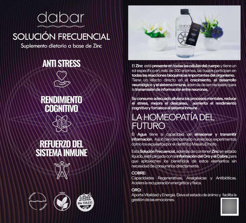 Solucion Frecuencial | Dabar | X 500 Ml | Zinc | Ormus 1