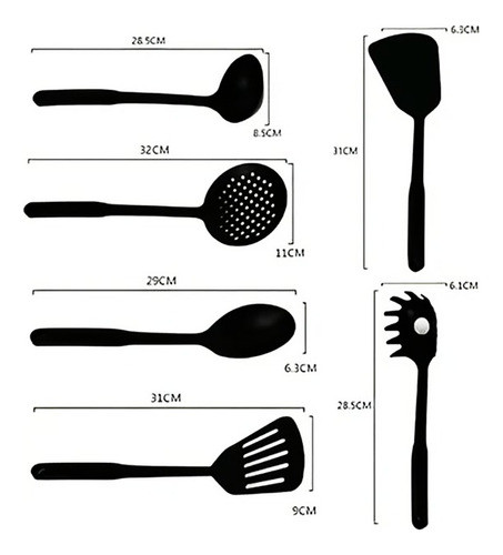 Juego 6 Utensillos Espatula Espumadera P/ Ceramica Teflon 1