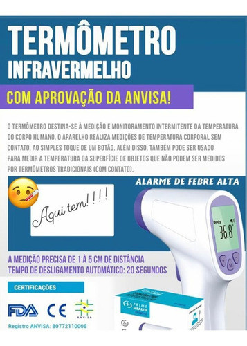 Termômetro Digital Laser Infra. Homologado Ministério Saúde 0