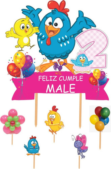 Cake Topper Adorno Torta Personalizado La Gallina Pintadita 0