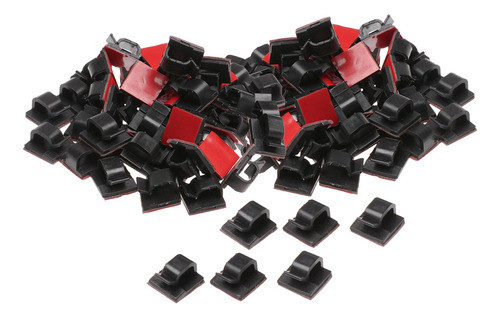 Clips De Cabo 100pcs Com Fortes Fitas Adesivas, Preto 0