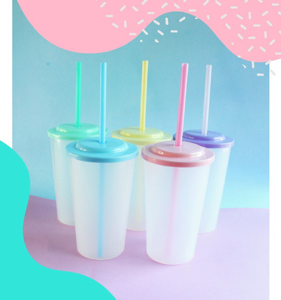 Vaso Transparente Tapa Y Sorbete Reutilizable 300cc X 20u 1