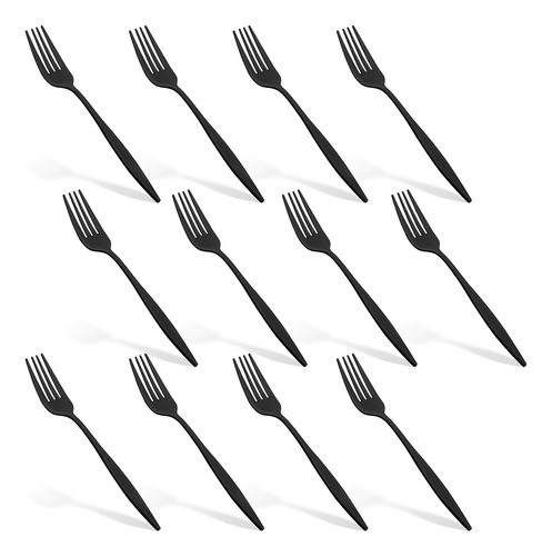 Tenedores Acero Inoxidable 18.8cm 12pzas Negro Espejado 0