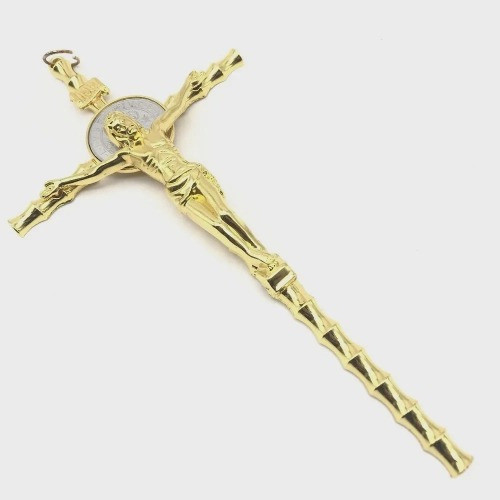 Crucifixo Dourado Luxo De Parede Metal 30cm 0