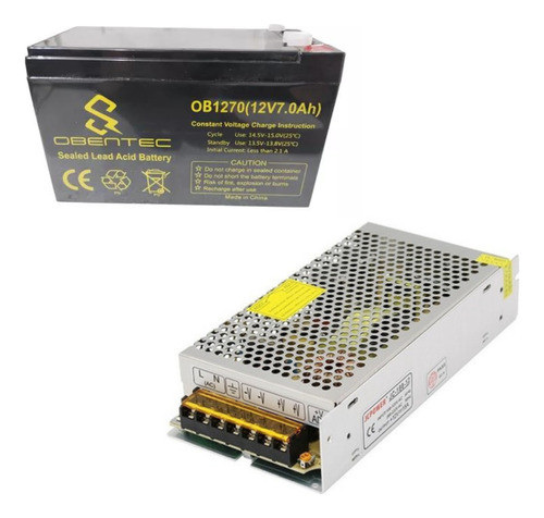 Kit Backup Ups Fuente Switching 12v 8a Ups + Bateria 12v 7a 0