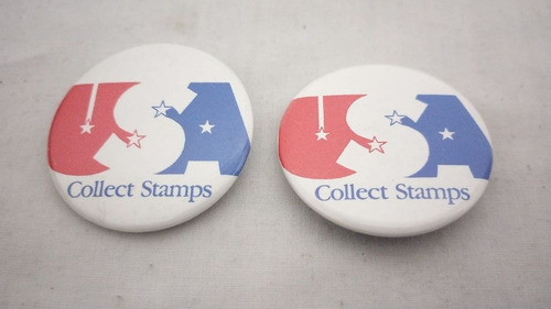 2 Chapas/botón Coleccionista Estampillas (eeuu) 0