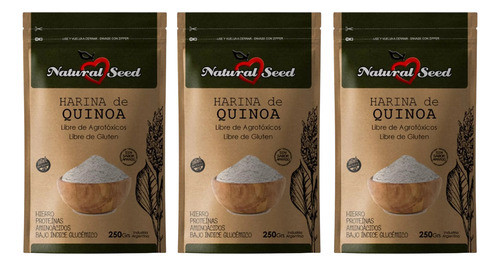 Harina De Quinoa De Granos Lavados Natural Seed 250 Gr X3 0