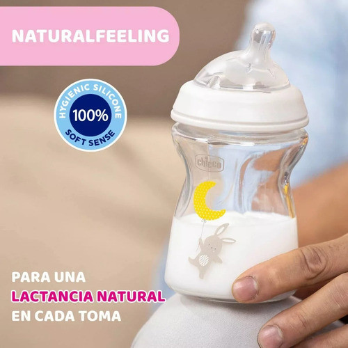 Mamadera Biberon Vidrio Natural Feeling 250ml 0m+ Chicco 1