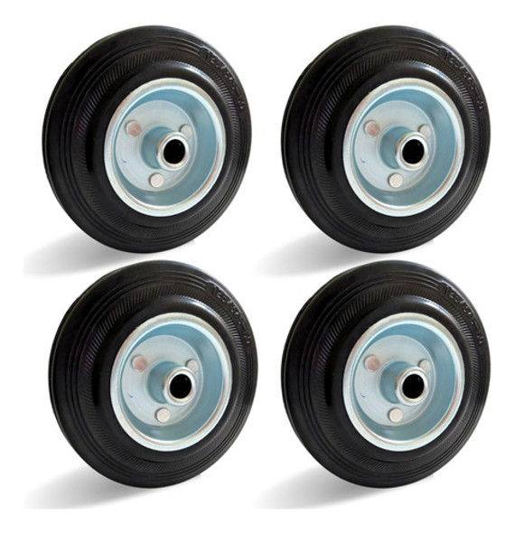 4 Rodas Borracha Maciça 5  - 125mm Rolamento Rolete Beltools 0