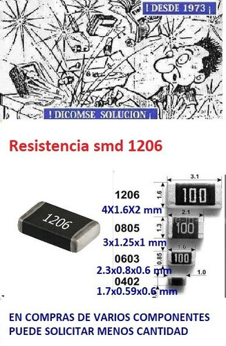 Resistencia Chip Smd (1206) 1/4w 5% 120k X 100 U 1