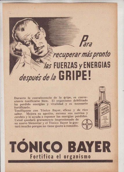 1940 Publicidad Tonico De Laboratorio Bayer Vintage Uruguay 0