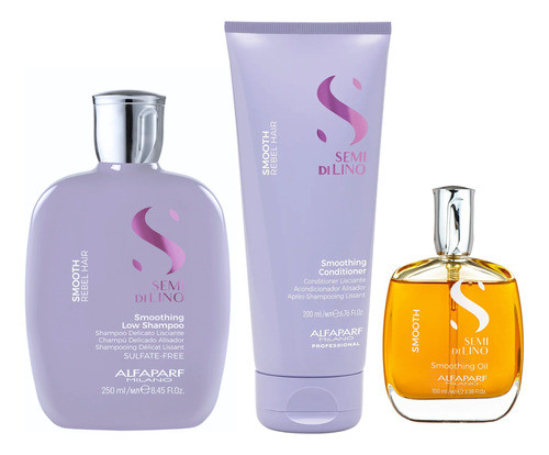 Kit  Alfaparf Shampoo, Acondicionador Y Oleo Smoothing 0