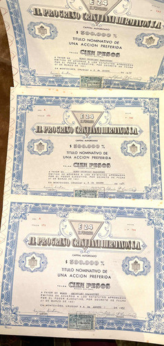 Acciones Antiguas Cristiani Hnos 1951 Precio X Las 3 1