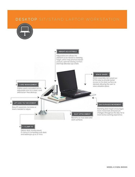 Safco Products 2132sl Desktop Sit Stand Workstation For 1