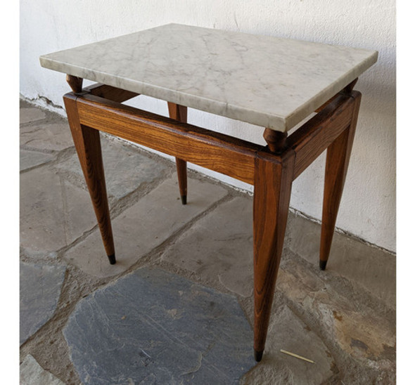 Mesa Auxiliar De Sala Antigua, Tipo Americana Tapa De Mármol 1