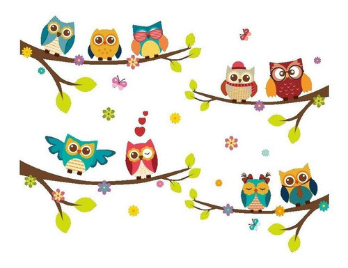 Vinilo Decorativo Pared [1c8fvl0w] Buhos Arbol 0