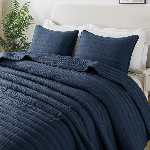 Edredón Queen Size Azul Marino Juegos De Cama Con Almohada S 0