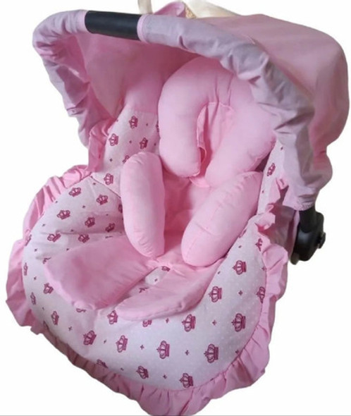 Capa Para Bebe Conforto Com Capota + Apoio De Corpo Coroas 0 Capa Para Bebe Conforto Com Capota + Apoio De Corpo Coroas 0