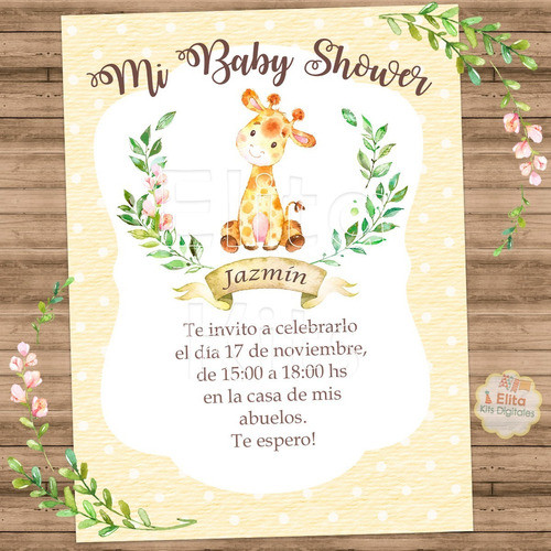 Kit Imprimible Jirafa Baby Shower Nena Niña Nacimiento Nuevo 1