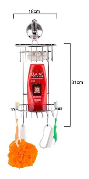 Organizador De Ducha Cromado 2 Estantes Succion Premium 1 Organizador De Ducha Cromado 2 Estantes Succion Premium 1