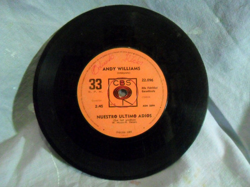 Andy Williams Vinilo Simple Nuestro Ultimo Adios + Corazon F 0