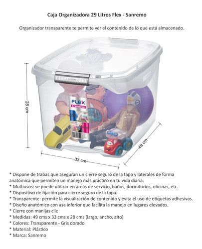 Set 3 Cajas Organizadoras San Remo Plastico 29 Lts 1