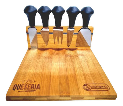 Tabla De Madera (con 5 Cubiertos), Para Quesos Y Fiambres 0