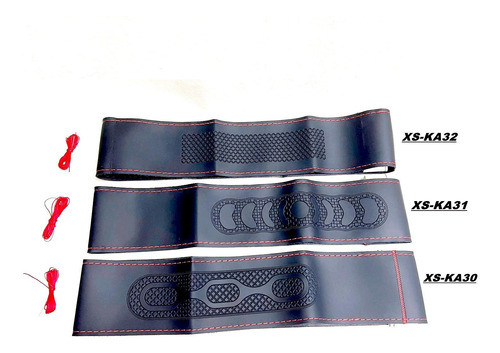 Cubre Volante Simil Cuero 38cm Coser  Negro Hilo Rojo K30 1