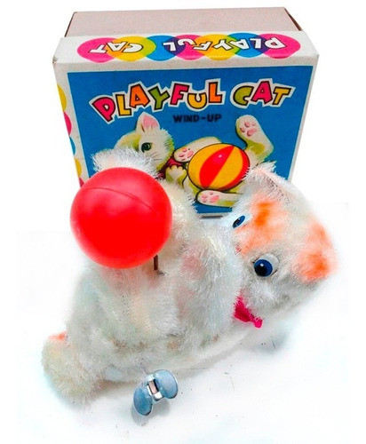 Antiguo Gato A Cuerda Chapa 1960 Nuevo Japon Lloretoys 0