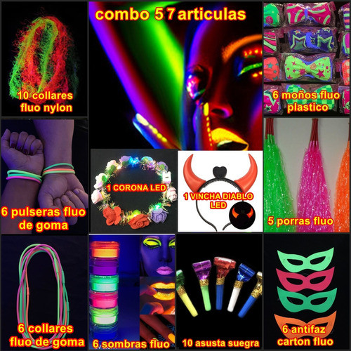 Combo Cotillón Carnaval Carioca 57 Articulos Fluo- Oferta 0