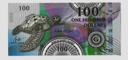 Fk Billete Islas Gilbert 100 Dolares 2016 Tortuga S Circular 0