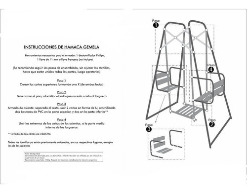 Hamaca De Caño Reforzada Juego Niños Jardin Envio Premium 1