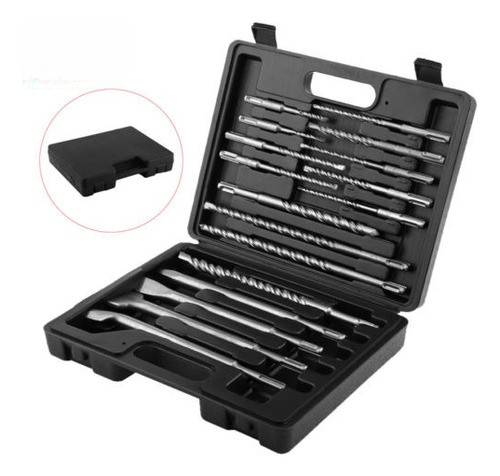 17pc Taladro De Martillo Rotatorio Sds Plus Bit Bits Cincel 0