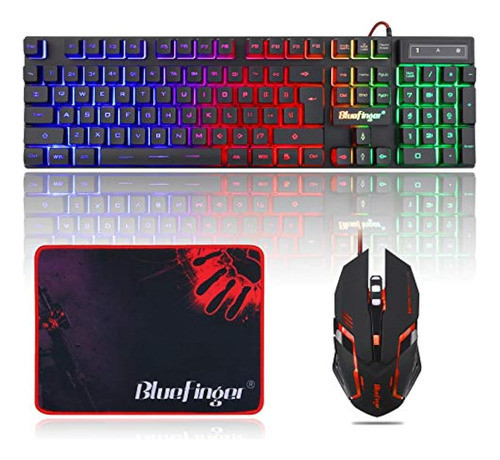 Combo De Teclado Para Juegos Bluefinger Rgb Y Mouse Retroilu 0