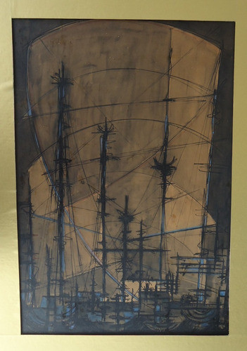 A.ramos - Mastros No Cais/desenho Nanquim 1959 0