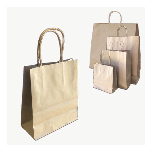 Bolsas Papel Madera Kraft 18x20x8 Con Manijas  Pack X 100 U 0