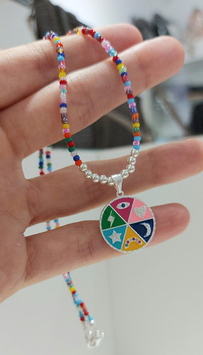 Choker Mostacillas, Bolitas Y Mosquetón De Plata 925 40 Cm 1