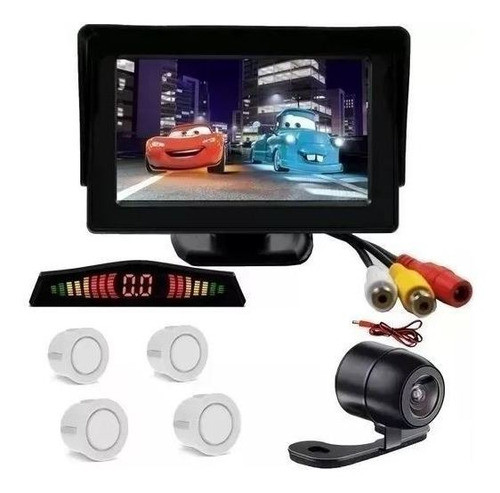 Kit Monitor Fixo Sensor Branco Câmera Borbo Toyota Rav 4 0