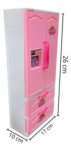 Mini Geladeira Infantil 2 Portas Brinquedo Rosa Importway 1